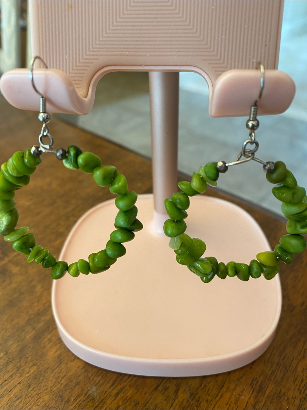 Hand Crafted Green Stone Earrings